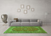 Machine Washable Medallion Green Traditional Area Rugs in a Living Room,, wshtr49grn