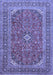 Machine Washable Medallion Blue Traditional Rug, wshtr49blu