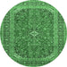 Round Medallion Emerald Green Traditional Rug, tr49emgrn