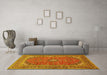 Machine Washable Medallion Yellow Traditional Rug in a Living Room, wshtr49yw