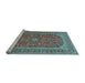 Sideview of Machine Washable Medallion Light Blue Traditional Rug, wshtr49lblu