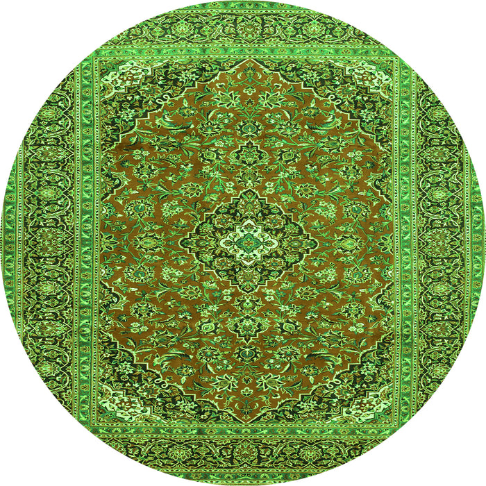 Square Medallion Green Traditional Rug, tr49grn