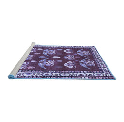Sideview of Machine Washable Animal Blue Traditional Rug, wshtr4blu