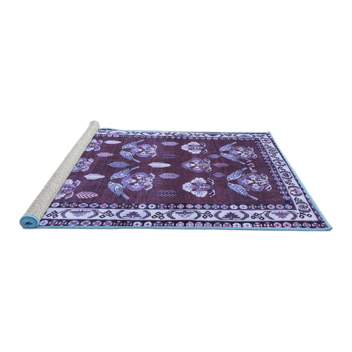 Sideview of Machine Washable Animal Blue Traditional Rug, wshtr4blu