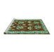 Sideview of Machine Washable Animal Turquoise Traditional Area Rugs, wshtr4turq