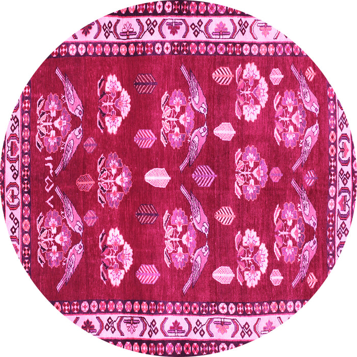 Round Animal Pink Traditional Rug, tr4pnk