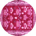 Round Animal Pink Traditional Rug, tr4pnk