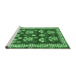 Sideview of Machine Washable Animal Emerald Green Traditional Area Rugs, wshtr4emgrn