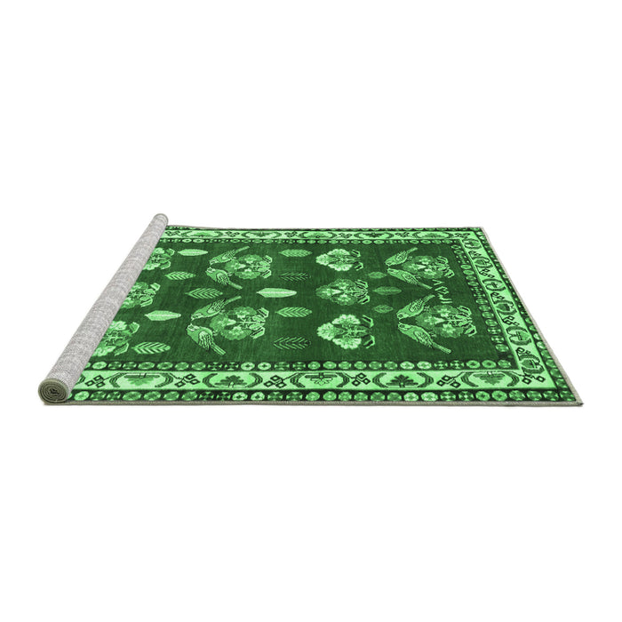 Sideview of Machine Washable Animal Emerald Green Traditional Area Rugs, wshtr4emgrn