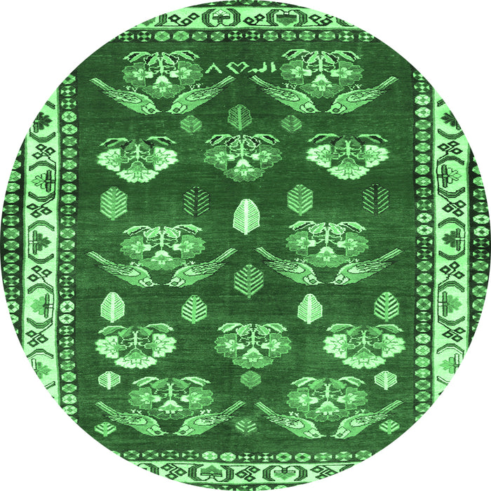 Round Animal Emerald Green Traditional Rug, tr4emgrn