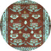 Round Machine Washable Animal Light Blue Traditional Rug, wshtr4lblu