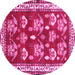 Round Machine Washable Animal Pink Traditional Rug, wshtr4pnk