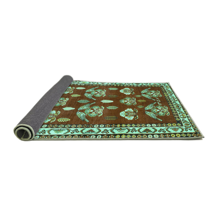 Sideview of Animal Turquoise Traditional Rug, tr4turq