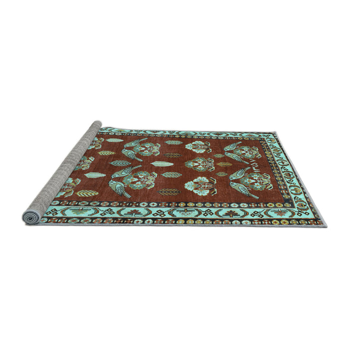 Sideview of Machine Washable Animal Light Blue Traditional Rug, wshtr4lblu