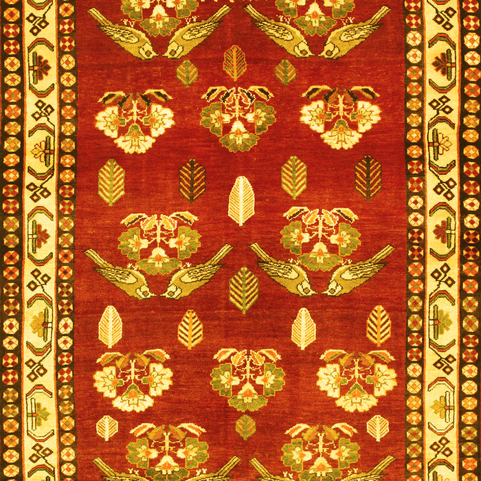 Machine Washable Animal Yellow Traditional Rug, wshtr4yw