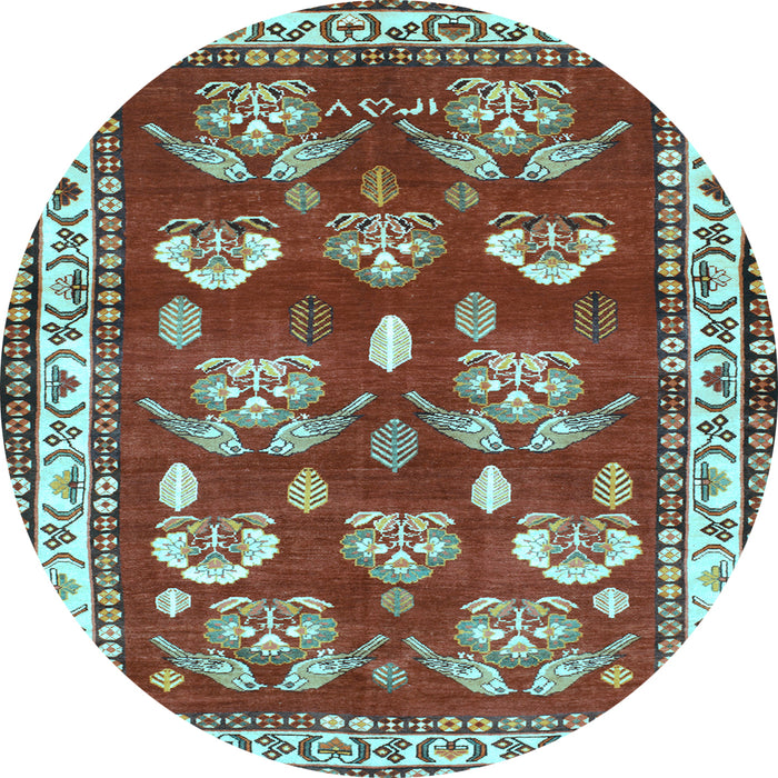 Round Animal Light Blue Traditional Rug, tr4lblu