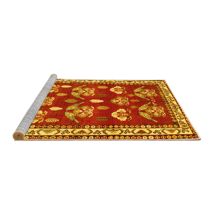 Sideview of Machine Washable Animal Yellow Traditional Rug, wshtr4yw