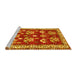 Sideview of Machine Washable Animal Yellow Traditional Rug, wshtr4yw