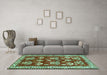 Machine Washable Animal Turquoise Traditional Area Rugs in a Living Room,, wshtr4turq