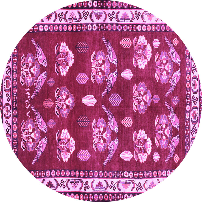 Round Animal Purple Traditional Rug, tr4pur