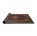 Sideview of Traditional Dark Scarlet Red Medallion Rug, tr500