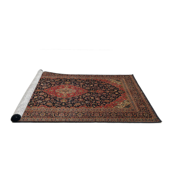 Sideview of Machine Washable Traditional Dark Scarlet Red Rug, wshtr500