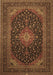 Machine Washable Medallion Brown Traditional Rug, wshtr500brn