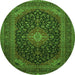 Square Medallion Green Traditional Rug, tr500grn