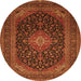 Machine Washable Medallion Orange Traditional Area Rugs, wshtr500org