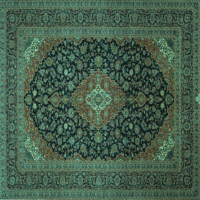 Square Medallion Turquoise Traditional Rug, tr500turq