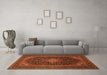 Machine Washable Medallion Orange Traditional Area Rugs in a Living Room, wshtr500org