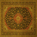 Square Medallion Yellow Traditional Rug, tr500yw