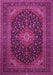 Machine Washable Medallion Pink Traditional Rug, wshtr500pnk