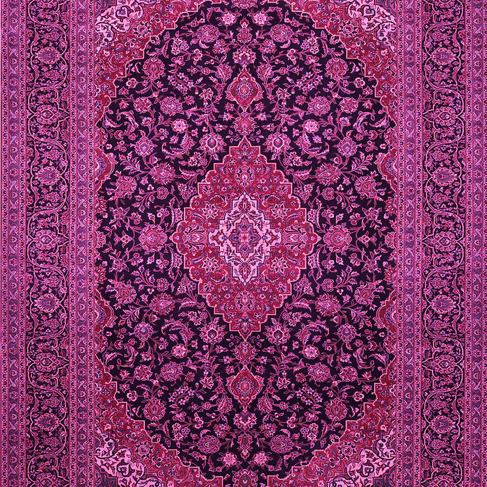 Machine Washable Medallion Pink Traditional Rug, wshtr500pnk