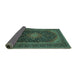 Sideview of Medallion Turquoise Traditional Rug, tr500turq