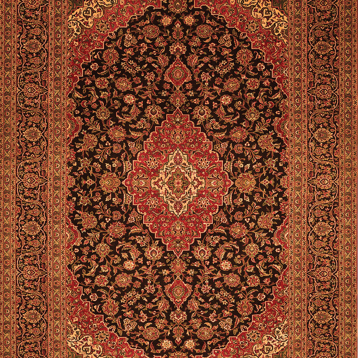 Serging Thickness of Machine Washable Medallion Orange Traditional Area Rugs, wshtr500org