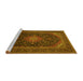 Sideview of Machine Washable Medallion Yellow Traditional Rug, wshtr500yw