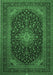 Machine Washable Medallion Emerald Green Traditional Area Rugs, wshtr500emgrn