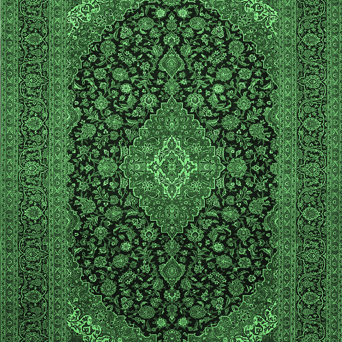 Machine Washable Medallion Emerald Green Traditional Area Rugs, wshtr500emgrn