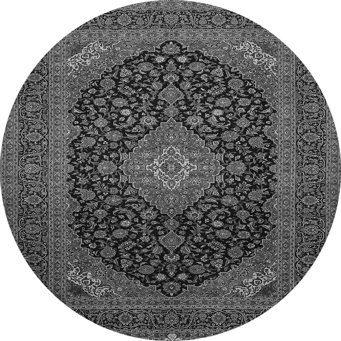 Machine Washable Medallion Gray Traditional Rug, wshtr500gry