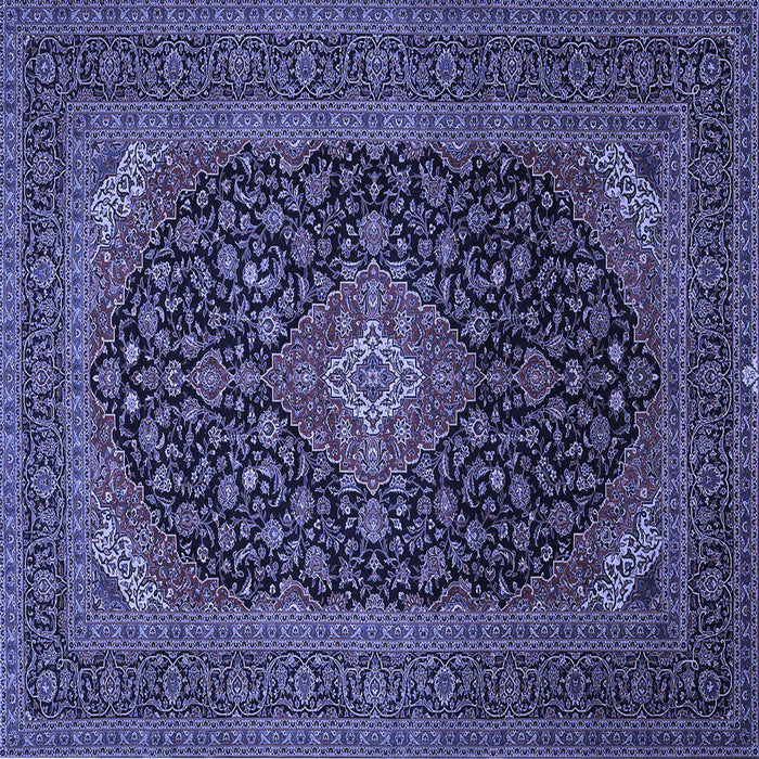 Square Machine Washable Medallion Blue Traditional Rug, wshtr500blu