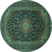 Round Medallion Turquoise Traditional Rug, tr500turq