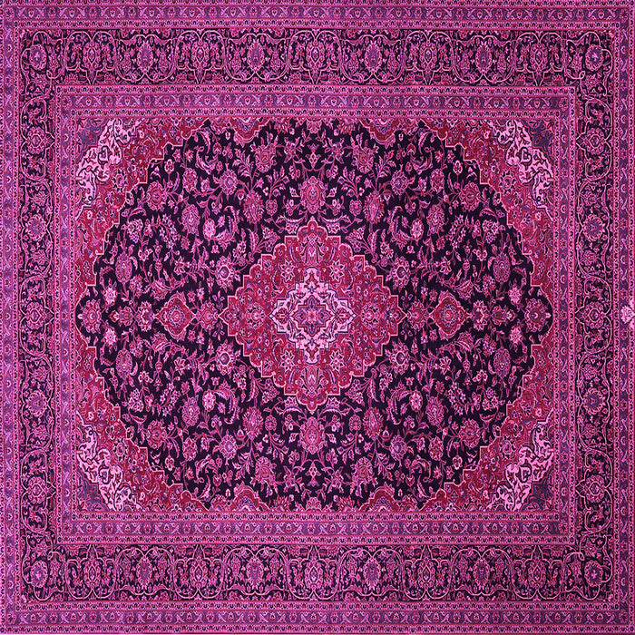 Square Machine Washable Medallion Pink Traditional Rug, wshtr500pnk