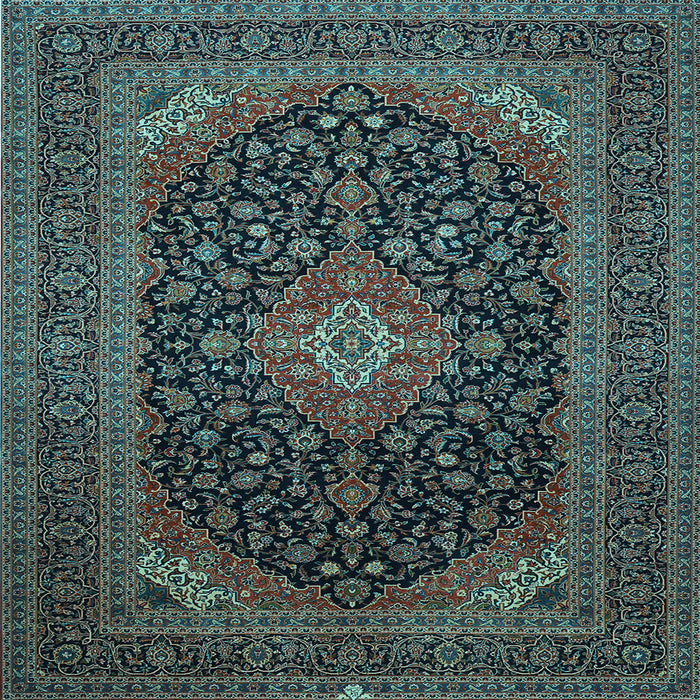 Square Medallion Light Blue Traditional Rug, tr500lblu