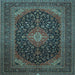 Square Medallion Light Blue Traditional Rug, tr500lblu