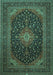 Machine Washable Medallion Turquoise Traditional Area Rugs, wshtr500turq