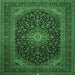 Square Medallion Emerald Green Traditional Rug, tr500emgrn