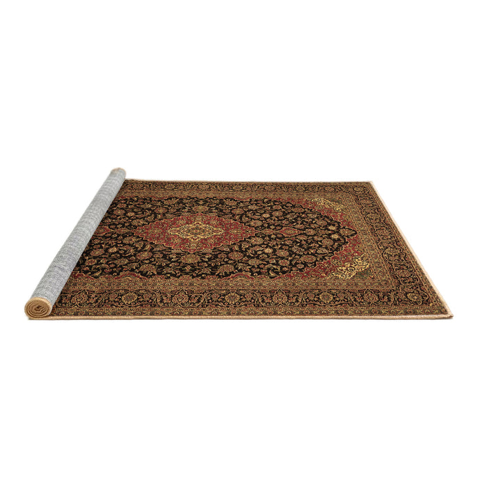 Sideview of Machine Washable Medallion Brown Traditional Rug, wshtr500brn