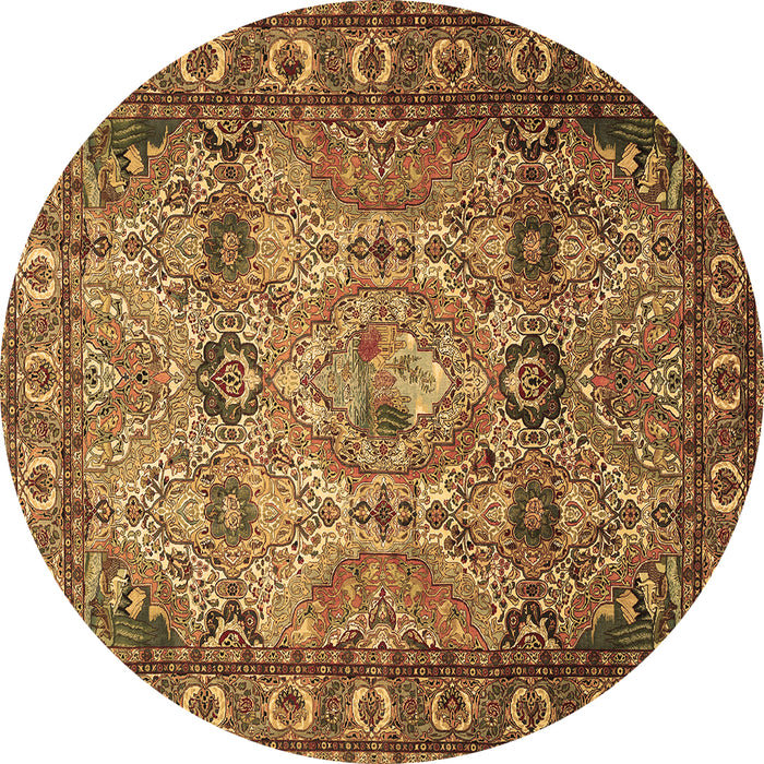Round Persian Brown Traditional Rug, tr501brn