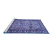 Sideview of Machine Washable Persian Blue Traditional Rug, wshtr501blu